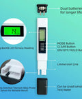Image of 4 In 1 Water Quality Tester With TDS Meter, EC Meter And Temperature Probe, features labeled including digital display and probe.