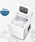 Portable Countertop Ice Cube Maker With Led Screen Produces 22 Pounds Daily Self Cleaning Quick Chill In 7 Minutes, filled with ice.