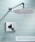 12 Inch High Flow Rain Shower Head In Chrome Finish, All Metal Stainless Steel Build, Waterfall Body Coverage on tiled wall