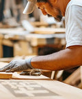 Craftsman using Super Sleek Acrylic Router Template For Woodworking And Charcuterie Boards Killer Cross Inlay Pattern on wood.