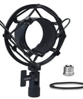 Universal Microphone Shock Mount For 47mm To 53mm Mics, Anti Vibration Clip Holder with accessories; black metal ring