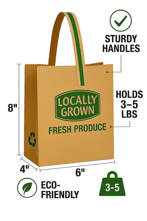Natural Kraft Paper Tote Bag With Eco Friendly Design For Farm Markets And Local Shops, recyclable gift bag with sturdy handles.
