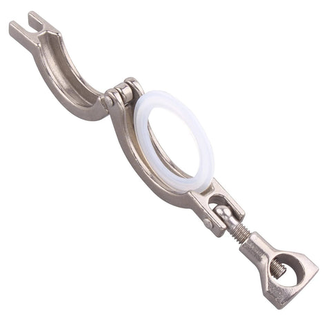 GOVALVE sanitary stainless steel tri-clamp with wing nut and silicone gasket, 50.5mm ferrule, angled view, pack of 2