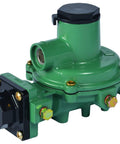 LP gas regulator R222-BAF, Emerson-Fisher, green compact 2nd-stage with 1/2 in NPT ports