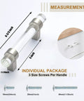 Measurements of Crystal Glass Drawer Pulls 10 Pack Cabinet Handles For Kitchen And Dresser Brushed Nickel 3 Inch Hole Center