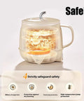 Dual Pack 600 Ml Electric Heated Milk Cup Portable Coffee Warmer With Three In One Design For Boiling Water And Slow Stewing showing safety features.