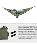 Ultralight Hammock Storage Sling For Bikepacking And Camping Gear shown with size details and accessories