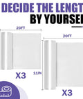 Two sizes of Food Vacuum Sealer Bags Roll Set 6 Pack With Three 8x20 Inch Rolls And Three 11x20 Inch Rolls displayed with dimensions.