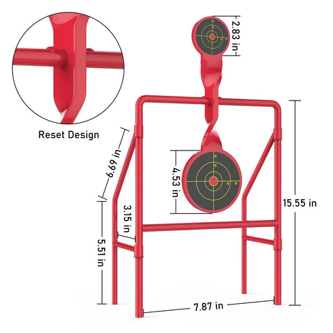 Heavy Duty Metal Shooting Targets With Double Blast Spinner Three Eighths Inch Steel Target For Rifle Pistol And 9mm Practice Bangin Steel Targets For Beginners And Pros Perfect For Backyard And Range Sessions red dual spinner design