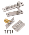 Heavy Duty Stainless Steel Pivot Hinge With 360 Degree Rotation For Wood Or Aluminum Frames And Concealed Doors Supports Up To 300 Lbs High Performance Door Hardware For Smooth Quiet Operation, shown disassembled on a white background.