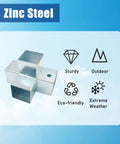 Tough As Nails 4 Way Square Tube Connectors For 1x1 1.5x1.5 And 2x2 Inch Metal Pipe 15 Piece Set zinc steel connector with weather-resistant finish