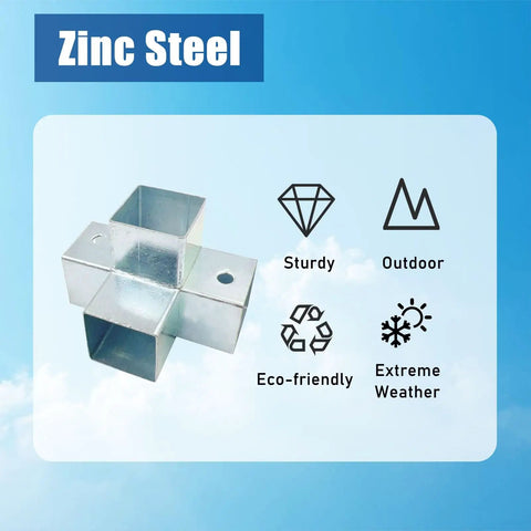 Tough As Nails 4 Way Square Tube Connectors For 1x1 1.5x1.5 And 2x2 Inch Metal Pipe 15 Piece Set zinc steel connector with weather-resistant finish