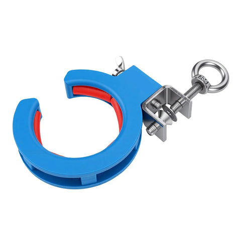 Cable Tray Roller Guide 65mm Blue ABS And Stainless Steel Wire Pulling Pulley For Indoor Outdoor Wiring, angled view