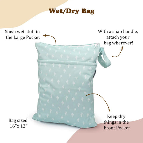 Two Pack Wet Dry Bags On The Go For Travel Pool Beach Gym And Baby Gear, Waterproof Polyester Diaper Bags With Dual Pockets