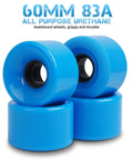 Blue 60mm 83A all-purpose urethane skateboard wheels for Entry Level Skateboard Parts Starter Kit With 2 Trucks