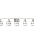 Five Light Bathroom Vanity Light Fixtures With Clear Glass Shades And Brushed Nickel Finish Sleek Modern Wall Light For Bathroom