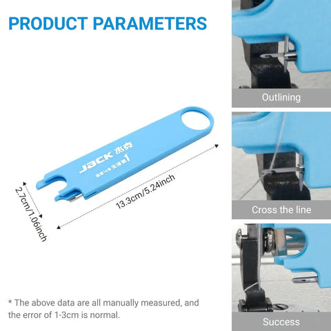 3 In 1 Quick Threading Device For Sewing Machines With Magnifying Lens And Precision Guide Includes Needle Threader Built In Magnet And Scale Ruler Plus 2 Seam Rippers Anti Prick Hands Easy Threading In Low Light Essential Sewing Tool, size and features displayed.
