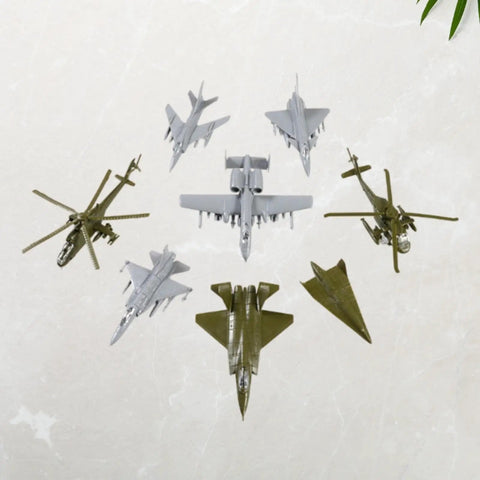 Top view of Must-Have 8 Piece 1/144 Scale Aircraft Model Set For Static Display And Easy Assembly Without Glue, Style B