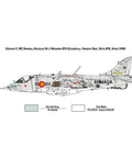 1:72 AV8A Harrier Model Kit Unbuilt Plastic Aircraft Build Set For Scale Builders Featuring Dope Detailed Twin Engine Jet Bubble Glass Cockpit Double Tailfin Assembly Required Glue And Paint Not Included Diorama Ready, side view illustration.