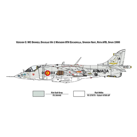 1:72 AV8A Harrier Model Kit Unbuilt Plastic Aircraft Build Set For Scale Builders Featuring Dope Detailed Twin Engine Jet Bubble Glass Cockpit Double Tailfin Assembly Required Glue And Paint Not Included Diorama Ready, side view illustration.