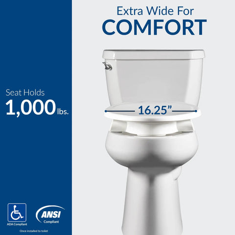 3 Inch Raised Toilet Seat For Seniors With Secure Hinges No Wobble Clean Shield Guard Elongated White Easy In And Out