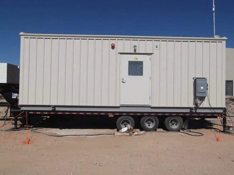 Mobile shelter anchored with 46 Inch Aluminum Screw Ground Anchor With 1/2 Inch Guying Slot, Heavy Duty Beast That Holds Up To 14,000 Lbs