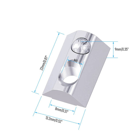 Dead Solid M6 Spring T Nuts Designed For 4040 Aluminum Extrusion Profiles Heavy Duty 8.8 Grade Carbon Steel Roll In Toggle Fastener, M6 size, chrome finish, dimensions shown.