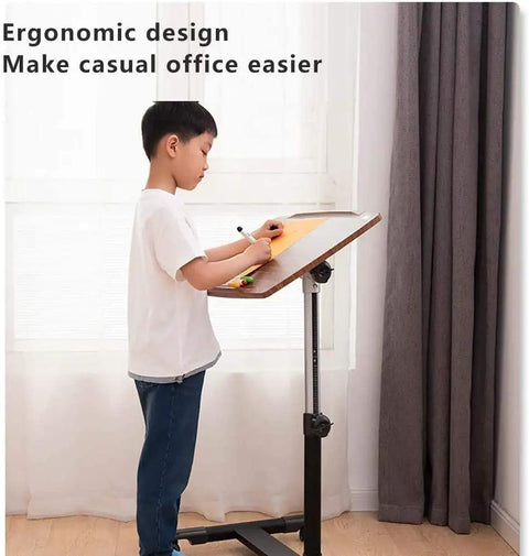 Grab And Go Rolling Sit Stand Desk With Smooth Adjustable Tilt, Portable Standing Lecture Podium For Modern Workspaces, Ergonomic Computer Console That Crushes Back Pain And Keeps You Locked In All Day Long, child using ergonomic desk