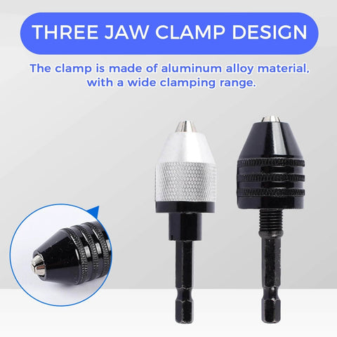 Mini Drill Bit Clamp 0.3-8mm Quick Change Keyless Chuck Adapter Bracket For Impact Drills With Hex Handle Easy Install Dual Size Variants