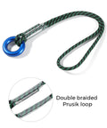 6mm Prusik Loop Cord For Climbing And Rescue with blue metal ring, polyester auxiliary rope, beefy no slip grip, pre sewn friction hitch