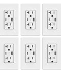 Dual USB C and USB A Wall Outlet With 20W Fast Charge Power Delivery 20 Amp Tamper Resistant Receptacle UL Listed Includes Wall Plate Matte White 2 Pack