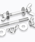 304 Stainless Steel Threaded Rod Connector Kit With Through-Bolt Set Wing Nuts And Oversized Washers For Quick Hand-Tightened Tool-Free Assembly M3x200 Two Sets displayed