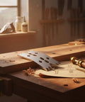 Heavy Duty Stainless Steel Panel Clamping Fixture For CNC Woodworking With Serrated Adjustable Layout And Complete Screw Hardware Kit Ready To Roll on workbench with wood shavings.