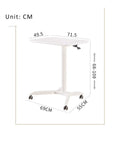 Built Different Overbed Table With Adjustable Height For Bedside Care And Work From Home Vibes, dimensions shown.