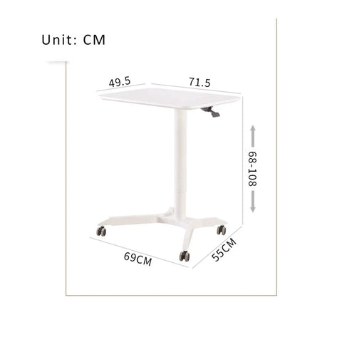 Built Different Overbed Table With Adjustable Height For Bedside Care And Work From Home Vibes, dimensions shown.