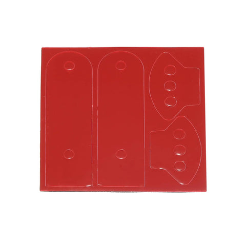 Red decal sheet with cutouts for car bumper hooks and latch accessories, suitable for Universal Car Bumper Security Hook Clips Quick Release.