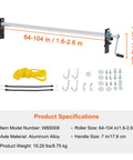 Image of Hand Crank Tarp Roller Kit For 64 To 104 Inch Wide Dump Trucks And Trailers, showing aluminum axle, yellow rope, hooks, and hardware.