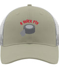 Apricot Baseball Cap For Men Camp Hat Sun Shield With Printed Design featuring a "Quick Fix" graphic on front panel, mesh sides.