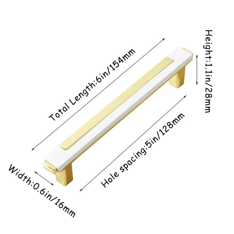Set Of 10 White And Gold Cabinet Pulls For Kitchen Cabinets And Drawers Handles Zinc Alloy Hardware Six Inch Length 154mm
