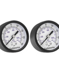 Two 2 Inch Dial Air Pressure Gauges For Air Compressors And Filters Center Back Mount Quarter Inch NPT 0 To 160 PSI
