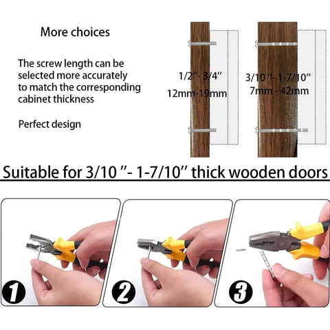 Instruction on screw selection for 12 Pack Black Aluminum Cabinet Handles Six And A Quarter Inch Center To Center 160mm Tilted Solid Drawer Pulls Ergonomic Finger Pulls For Kitchen Cabinets With M4 Screws