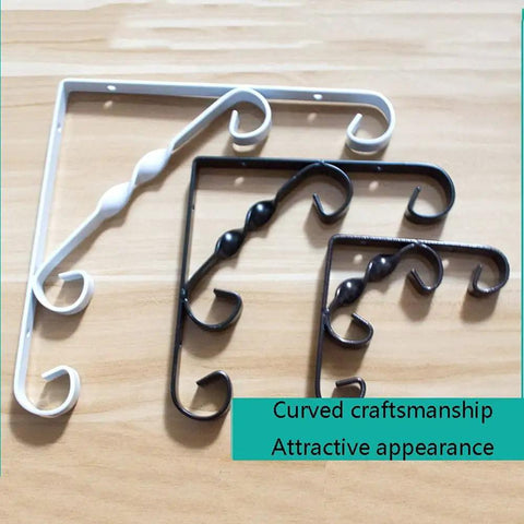 Built Like A Tank Wrought Iron Shelf Brackets Wall Mount Corner Support in black and white for versatile storage solutions.