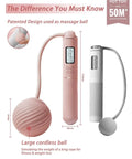 Pink Cordless Jump Rope With Counter And LCD Display, 2 In 1 Ropeless Jump Rope With Ball Weighted Design, side view