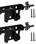 Built Tough Heavy Duty Slide Bolt Latch 2 Pack Black Steel Gate Lock with screws for install, ideal for fences and outdoor sheds.