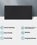 Heavy Hitter Four Pack Acoustic Panels Two Inch Thick Soundproof Fiberglass Wall Tiles shown with bevel edge design and hanging hardware.