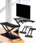 Two Pack Coffee Table Lift Hinge Set With Premium Hydraulic Rod for smooth effortless lifts, shown on a desk setup.