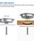 Hassle Free Embedded Desk Wireless Charger With Recessed Grommet Mount showing gauge sizes, aluminum material for installation.