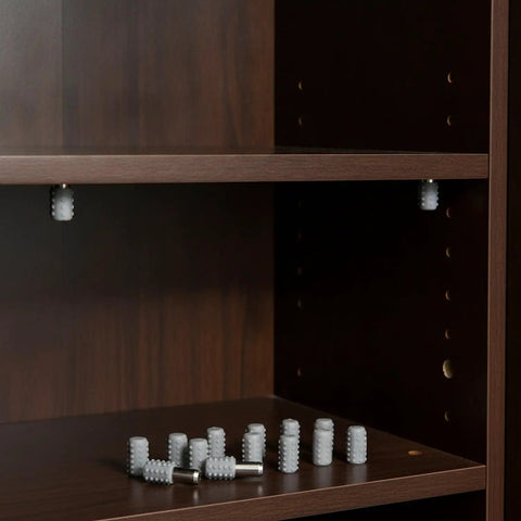 Heavy Duty L-Shaped Shelf Pegs for Cabinets and Wardrobes, Gray Glass Pins Fit 5mm Holes on wooden shelf display