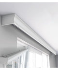 Double Curtain Pelmet Box With Heavy Duty Dual Tracks 3 In 1 Ceiling And Wall Mount Room Divider Curtain Rail For Living Room Bedroom Hotel And Villa White 180cm installed above window
