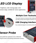 Digital Handheld Roughness Tester Pro Grade With Standard Calibration Block For Industrial Measurement Delivers Crisp Readings On Ra Rq Rz Rt Across Flat Curved And Tapered Surfaces Ideal For Glass Block Inspection, aluminum alloy handheld tester with OLED LCD display and USB charging